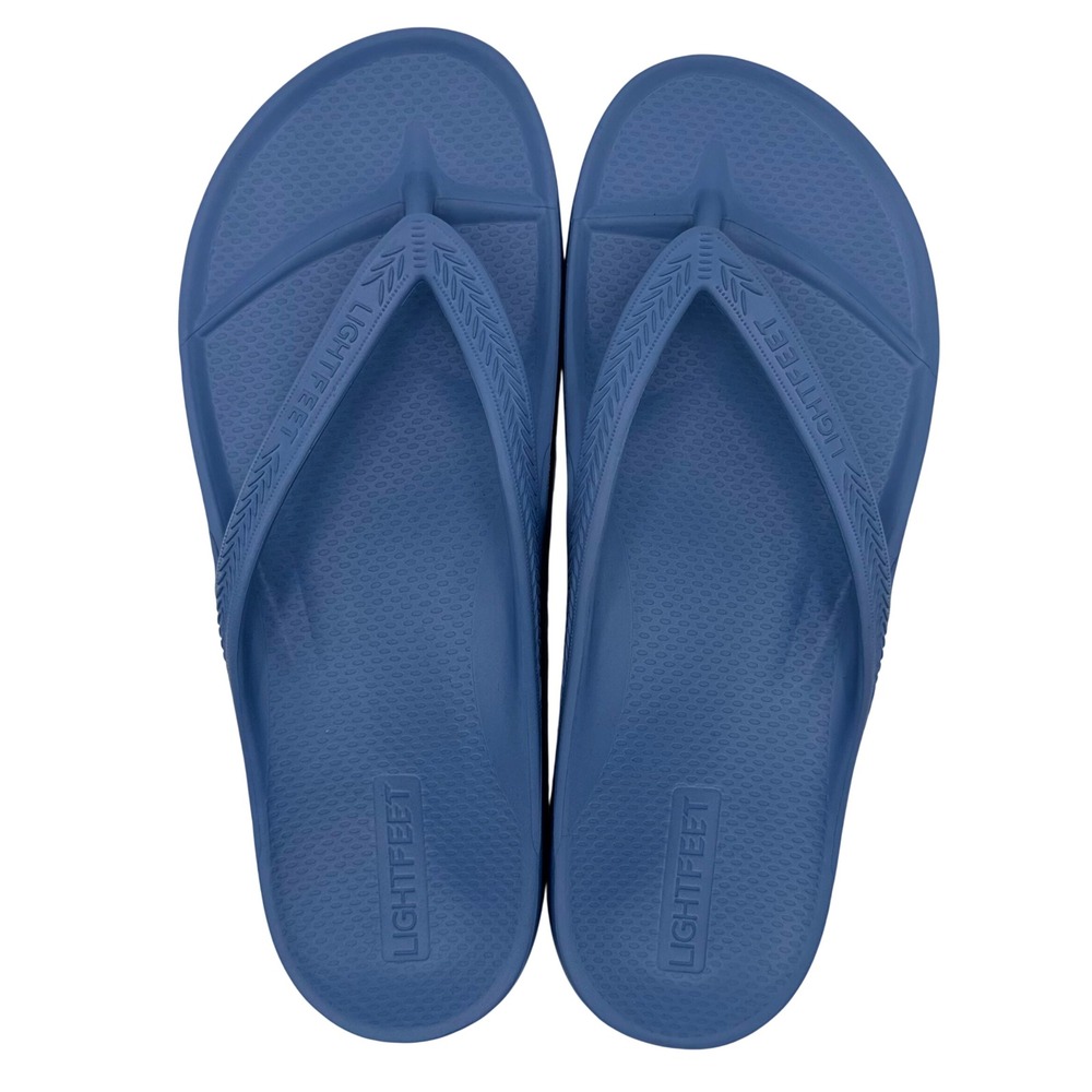 Lightfeet Arch Support Flip Flops Sandals Women 9 / Men 8 Blue Vacation Poolside